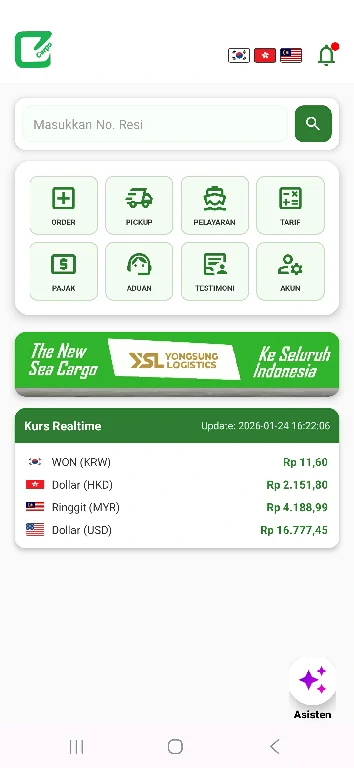 Fitur eCargo: Dashboard